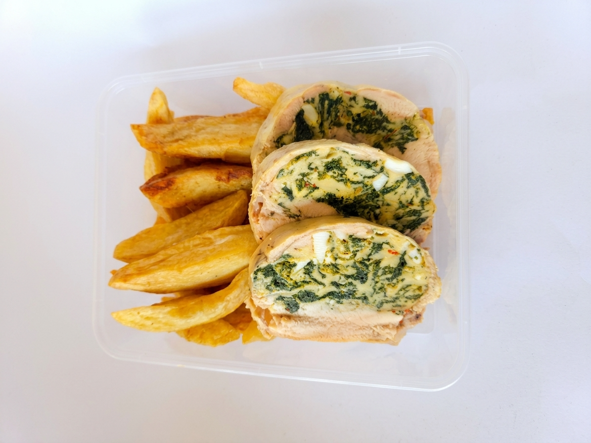 SIN TACC ARROLLADO DE POLLO + PAPAS FRITAS