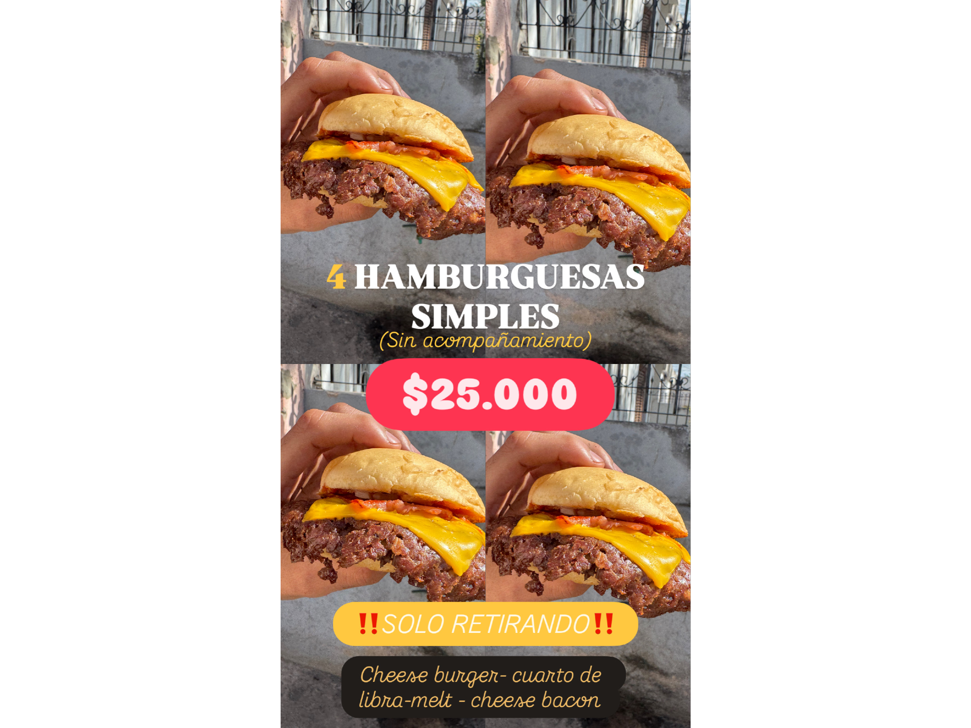 ‼️4 BURGERS $25.000‼️