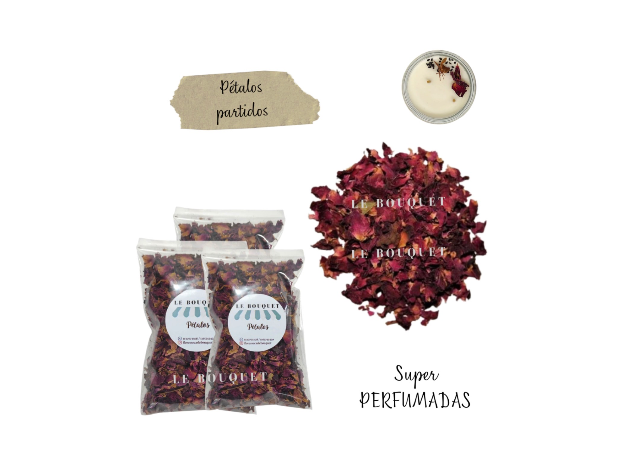 Pétalos de rosa partidos