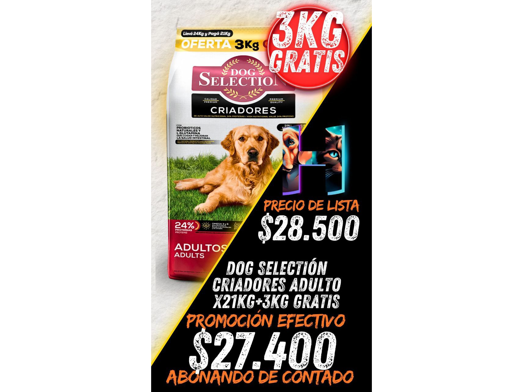 Dog Selectión Criadores Adulto x 21kg + 3kg Gratis