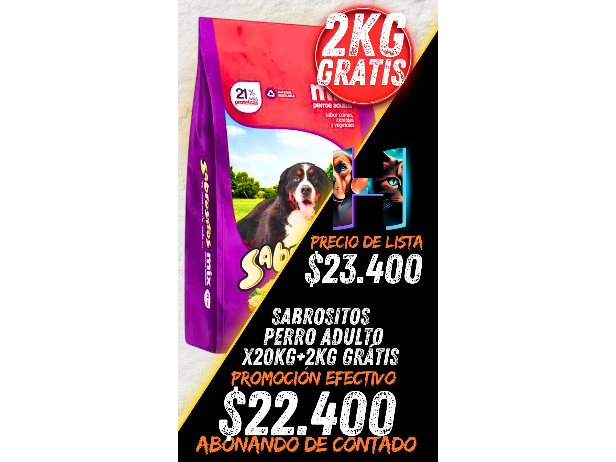 Sabrositos Perro Adulto Mix 20kg + 2kg Grátis