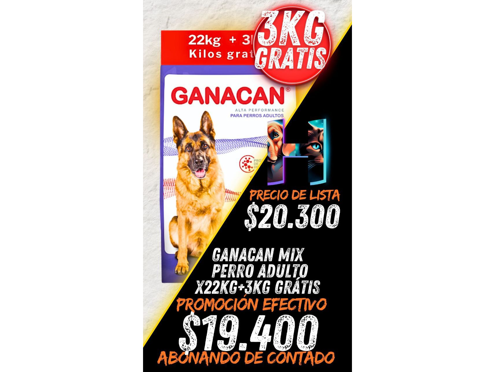 Ganacan Mix Adulto x 22kg + 3kg Gratis