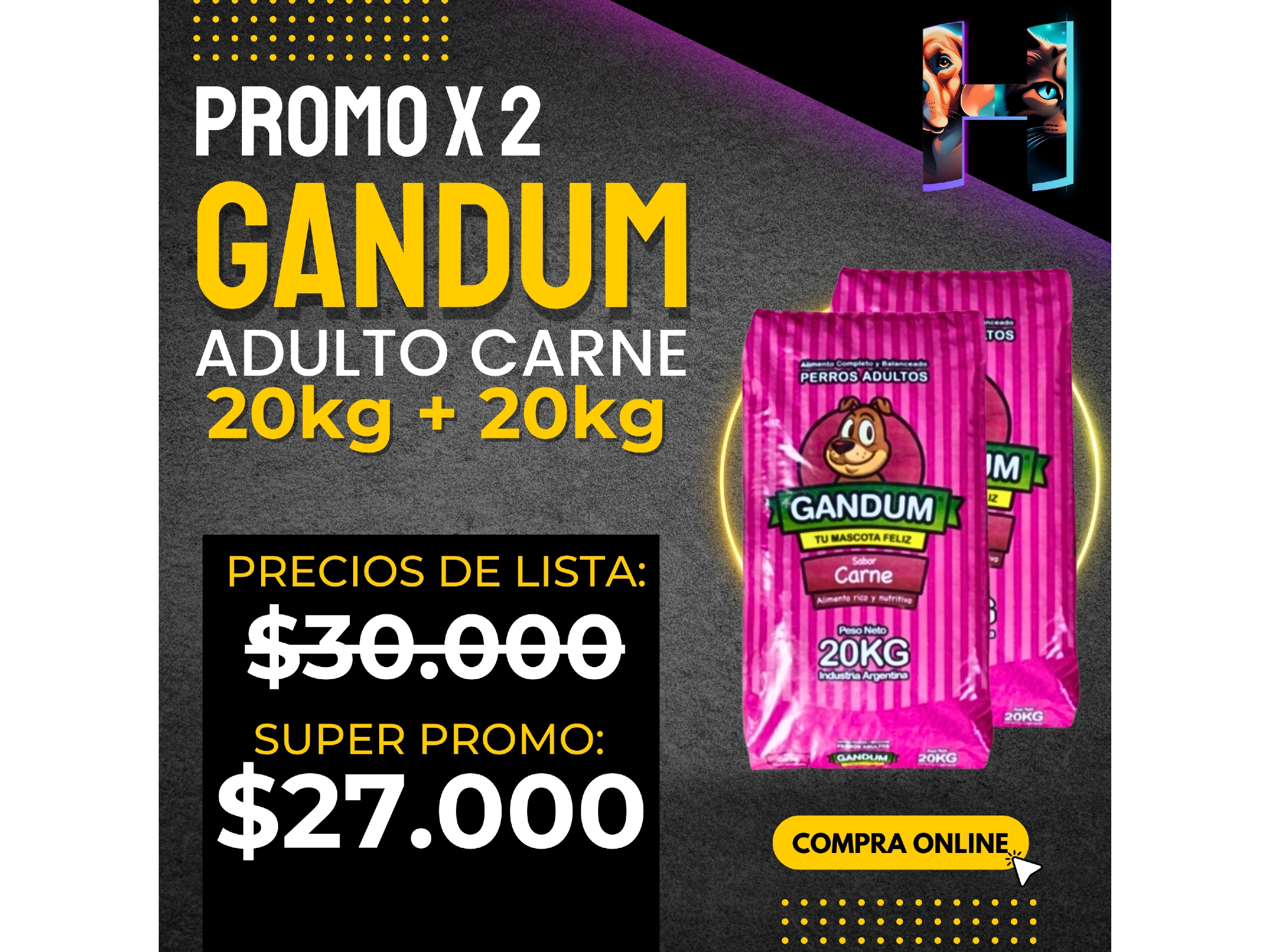 Gandum Perro Adulto 20kg x 2 Unidades