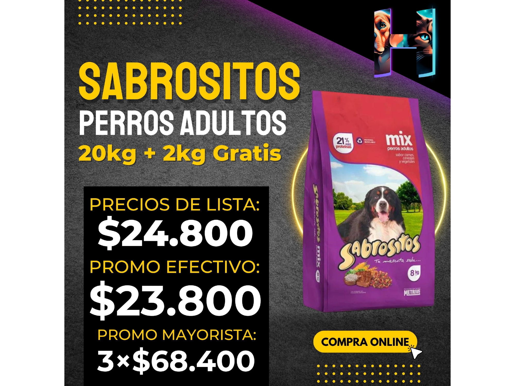 Sabrositos Perro Adulto Mix 20kg + 2kg Grátis