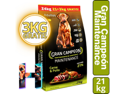 GRAN CAMPEÓN MANTENIMIENTO ADULTO 21KG + 3kg Gratis