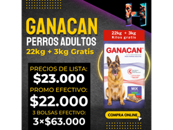 Ganacan Mix Adulto x 22kg + 3kg Gratis