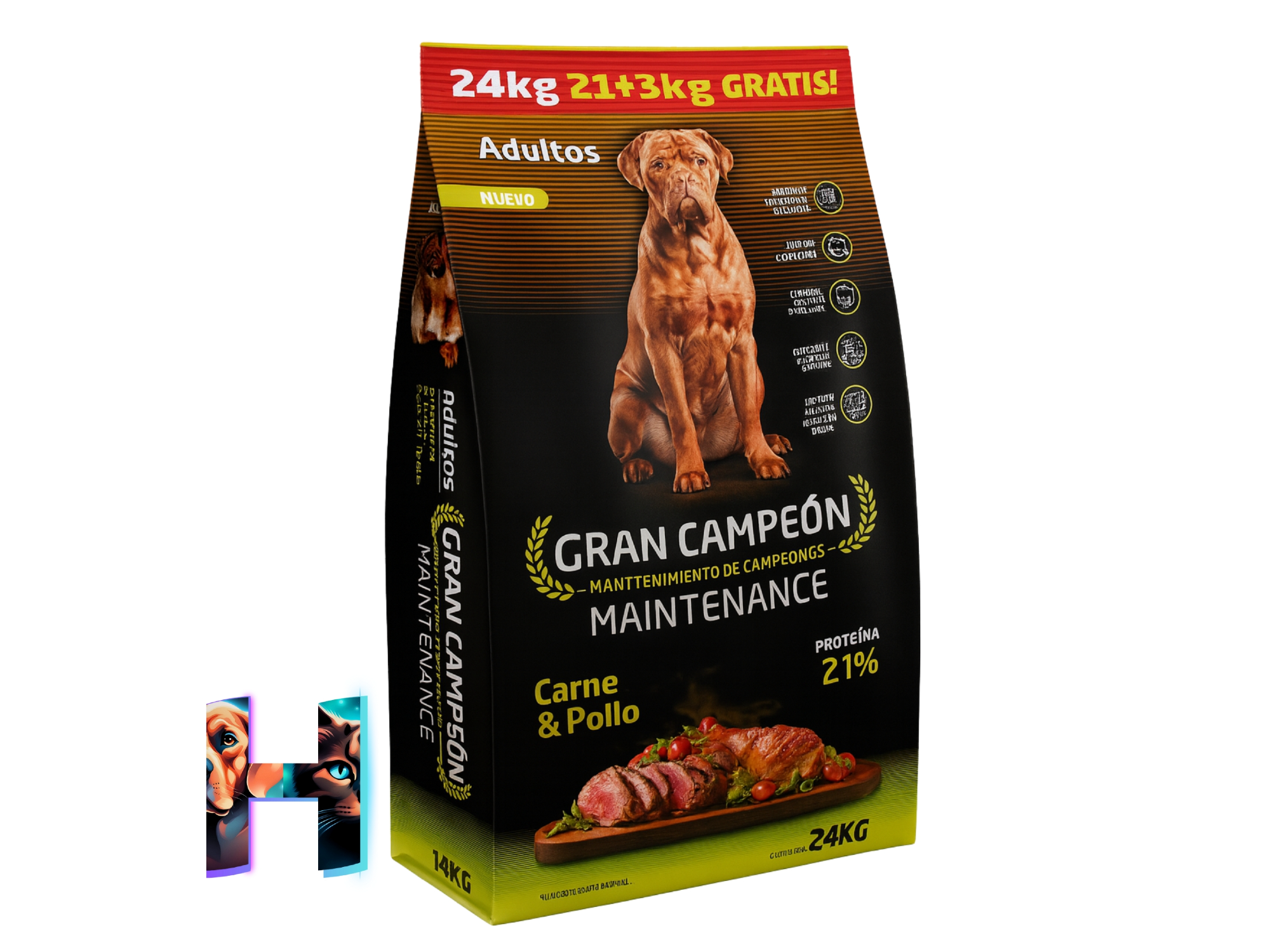 Gran Campeón Maintenance Adulto x 22Kg +3Kg Gratis (Carne y Pollo)