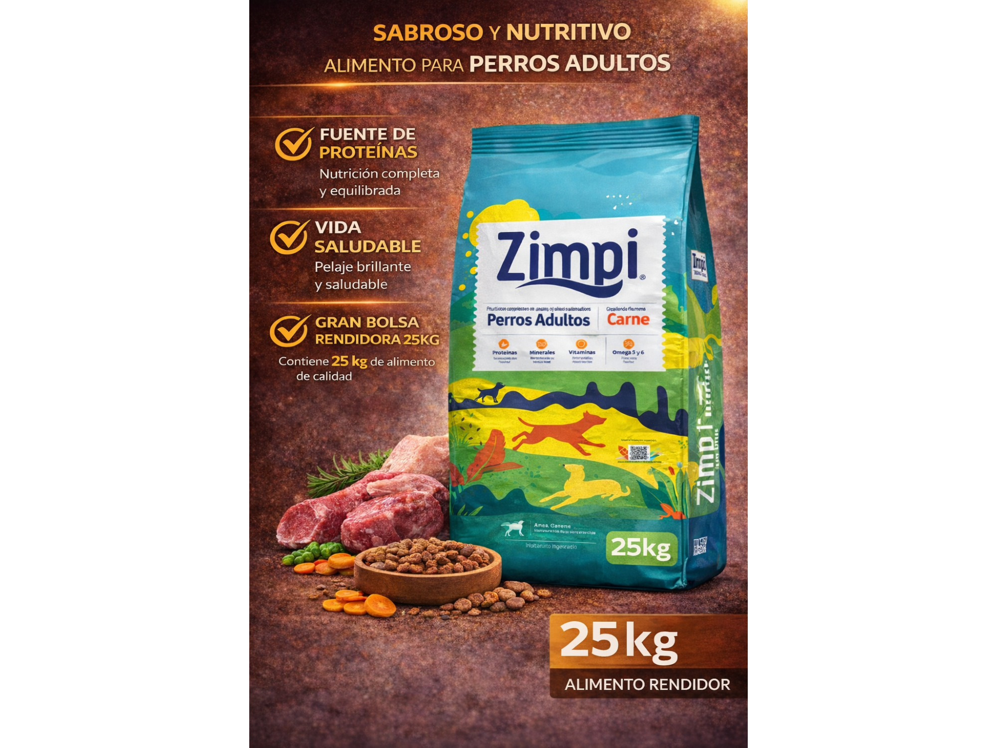 Promo x 3 Zimpi Perro Adulto 25kg