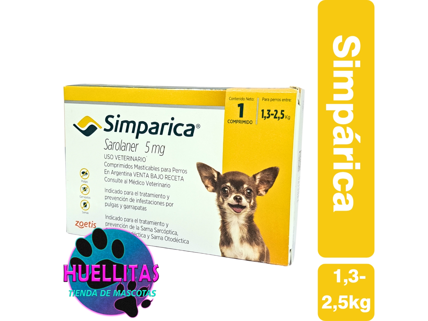 SIMPARICA COMPRIMIDO 1,3 A 2,5KG