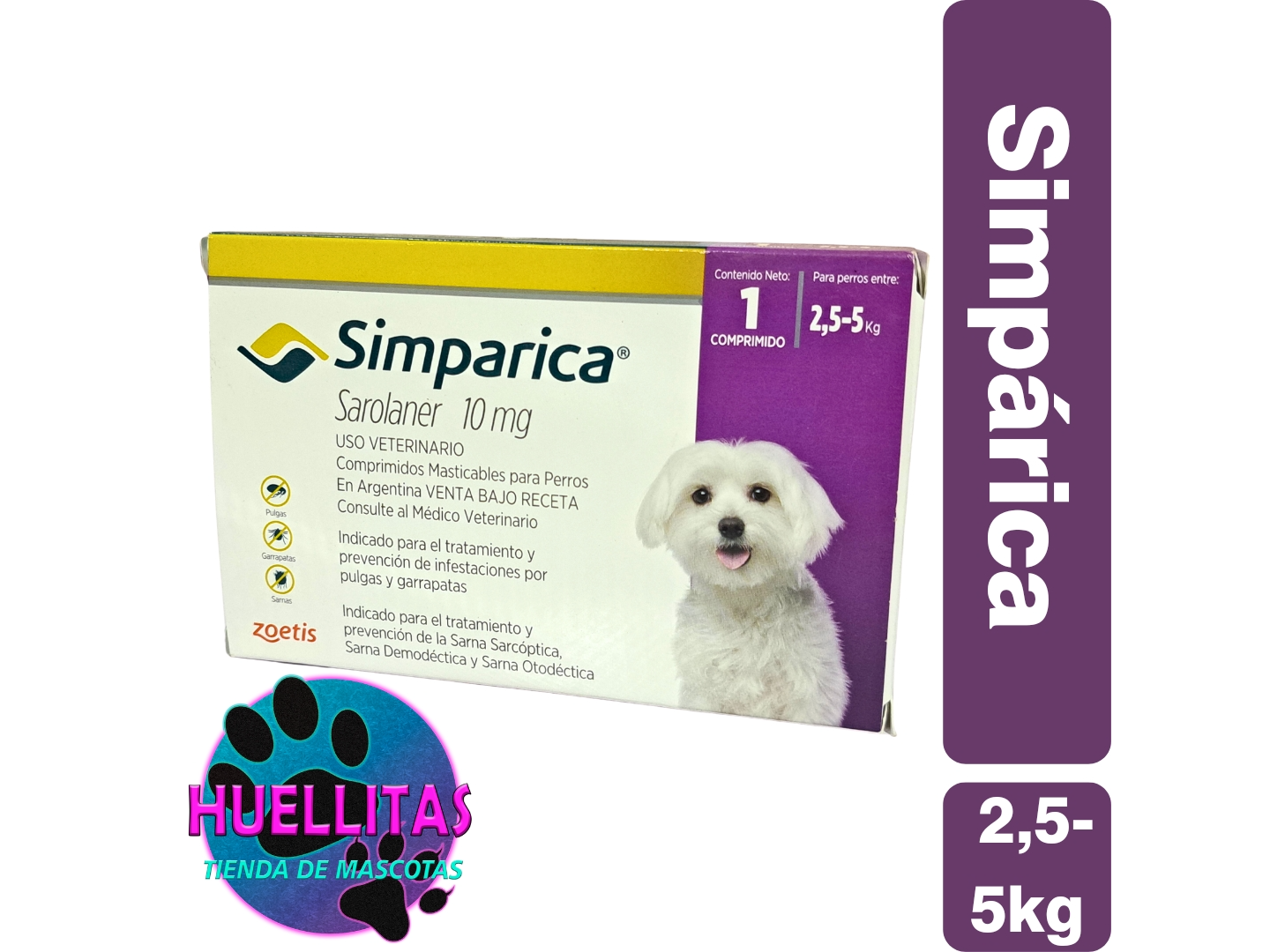 SIMPARICA COMPRIMIDO 2,5 A 5KG