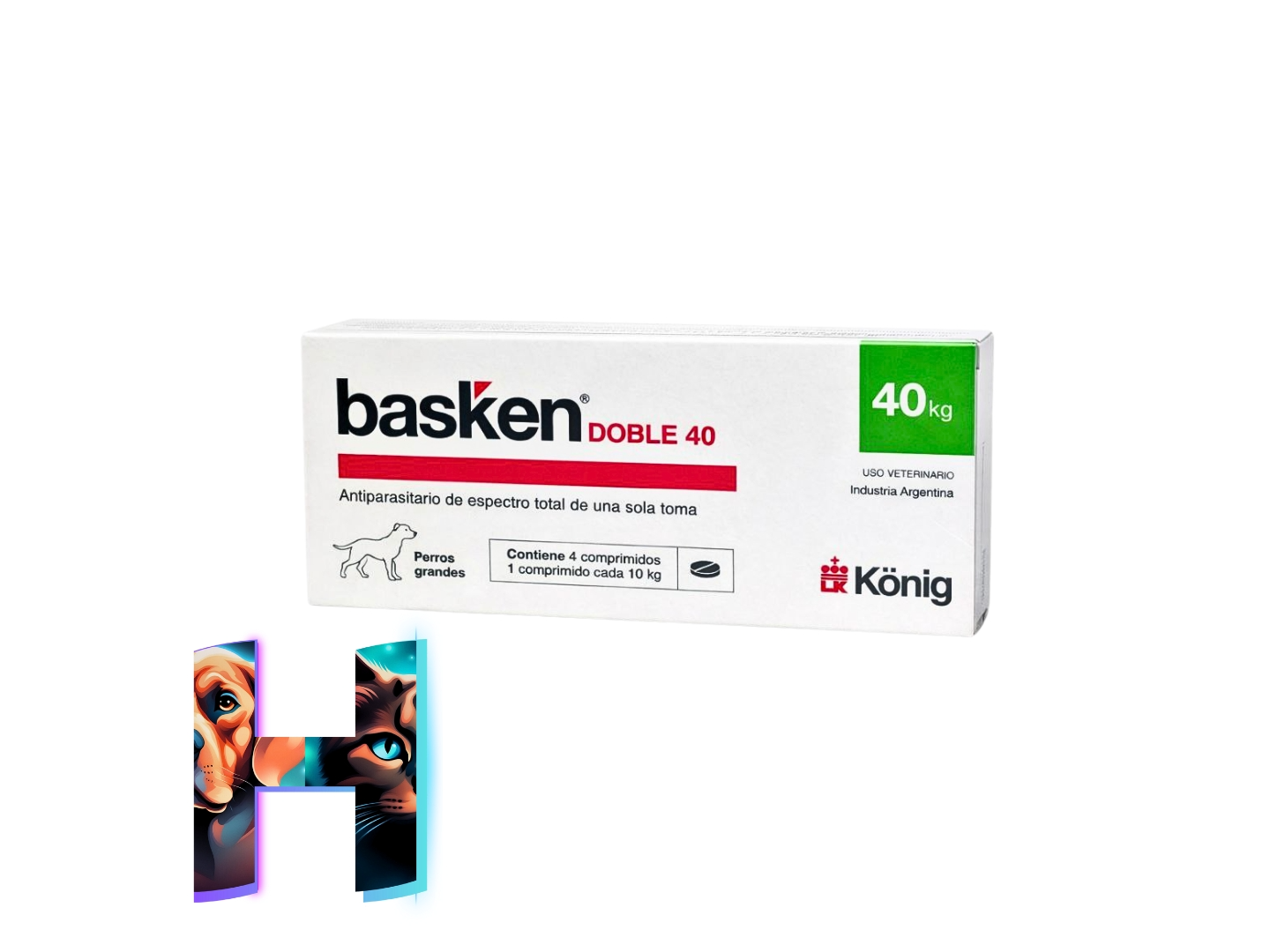 BASKEN PERRO HASTA 40 KG ANTIPARASITARIO INTERNO COMPRIMIDO