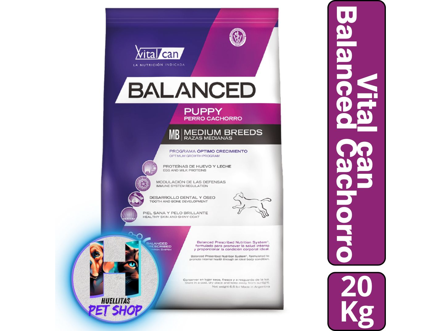 Vitalcan Balanced  Cachorro  Raza Mediana y Gde. x20 kg