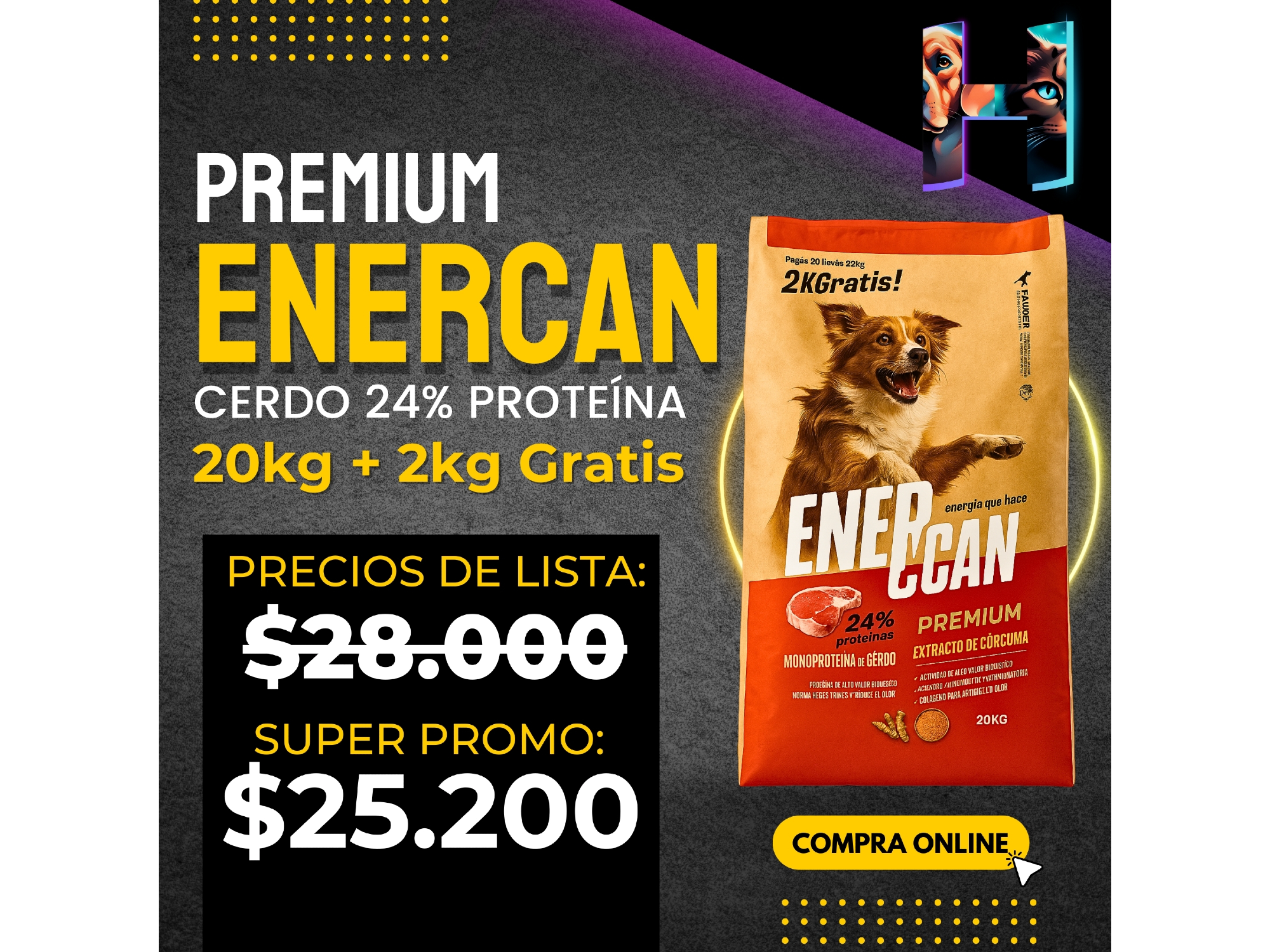 Promo x 3 EnerCan Premium Adulto 20kg+2kg Gratis