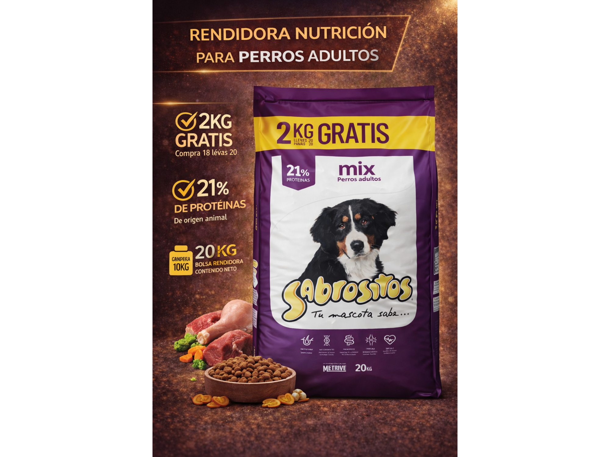 Sabrositos Perro Adulto Mix 18kg + 2kg Grátis