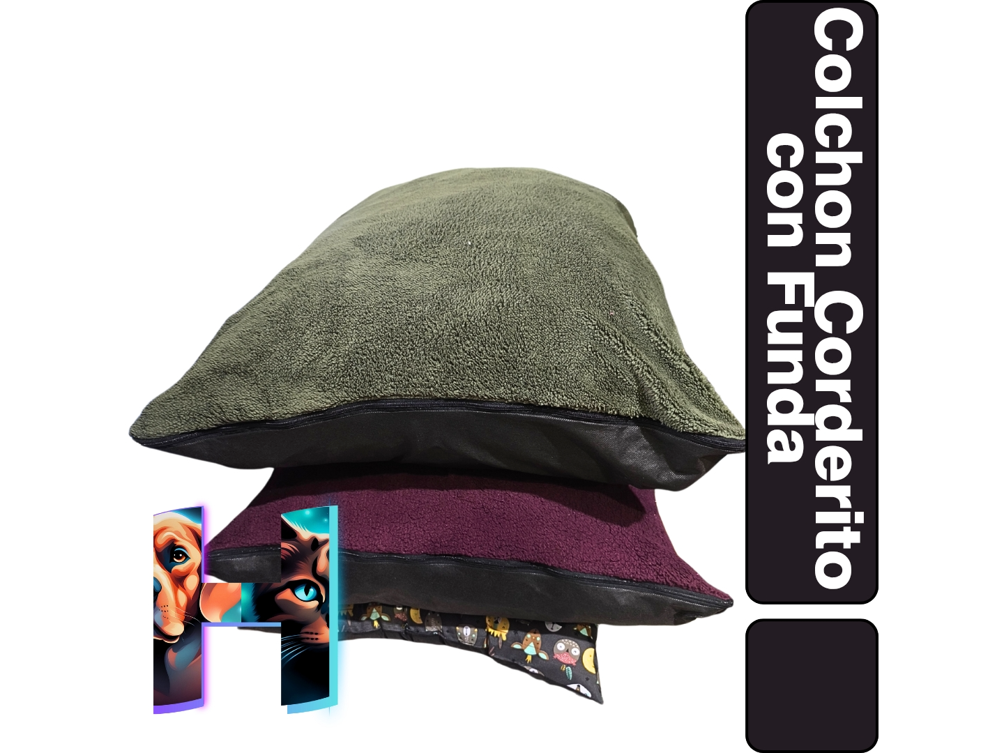 CAMA CON FUNDA DE CORDERITO, 1.20×90cm Aprox.