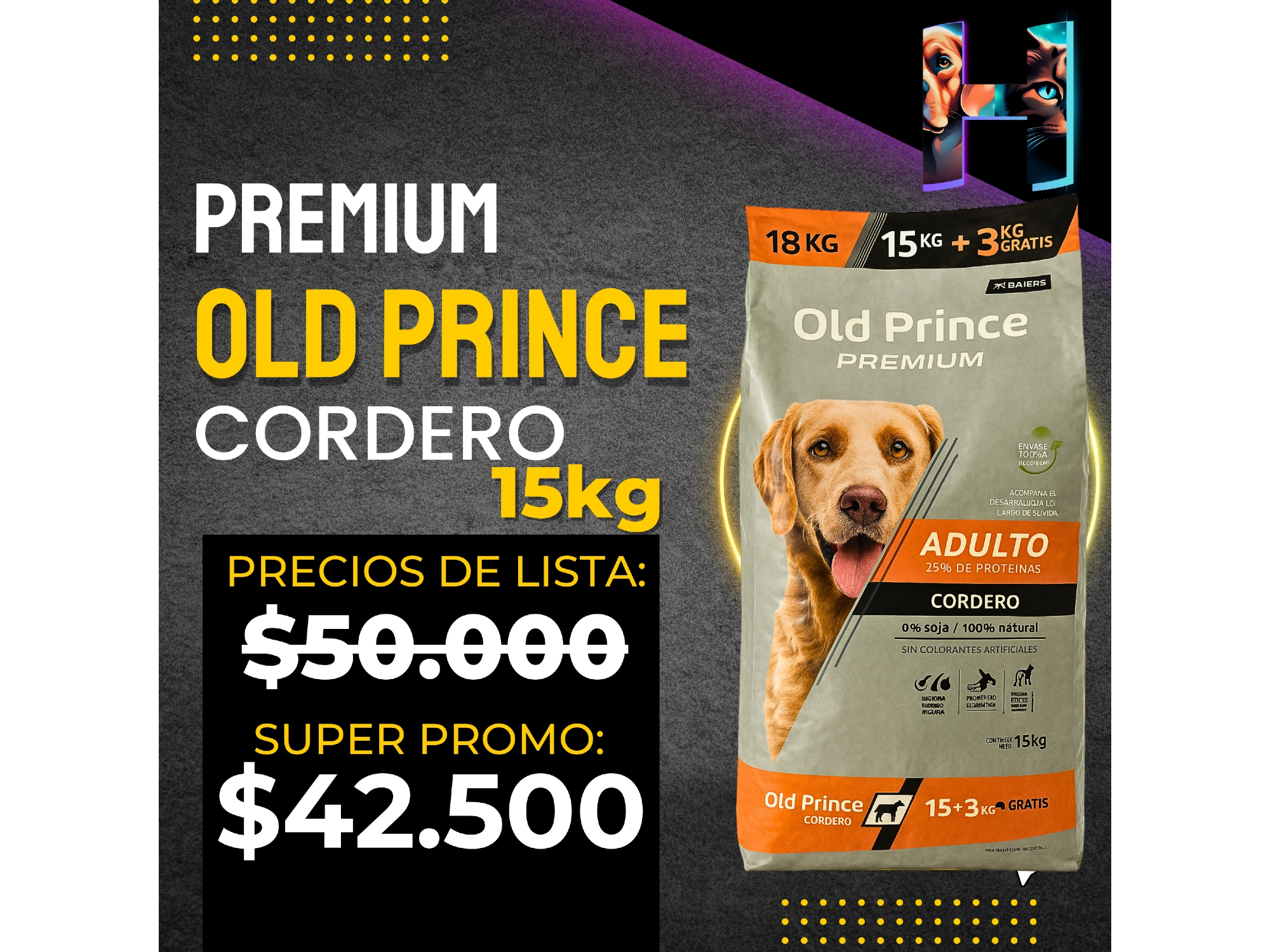 Old Prince Adulto Premium Cordero x15kg