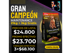 Gran Campeón Adulto 21kg + 3kg Gratis