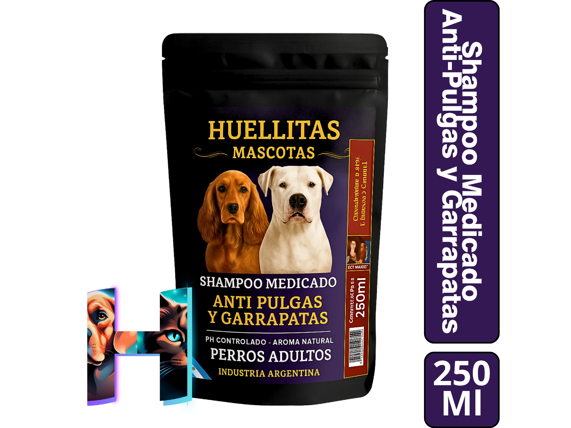 Shampoo "HUELLITAS" Anti-Pulgas y Garrapatas 250ml