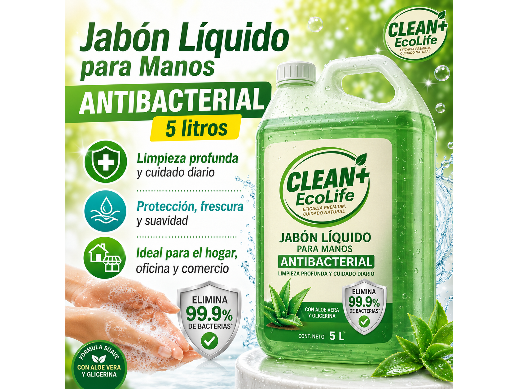JABON LIQUIDO ANTIBACTERIAL PARA MANOS X 5 LTS.
