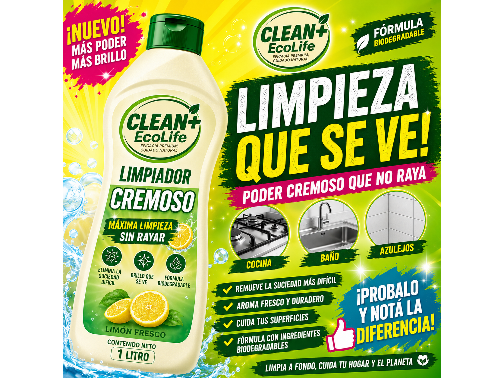 Limpiador cremoso tipo CIF x 1 LT.