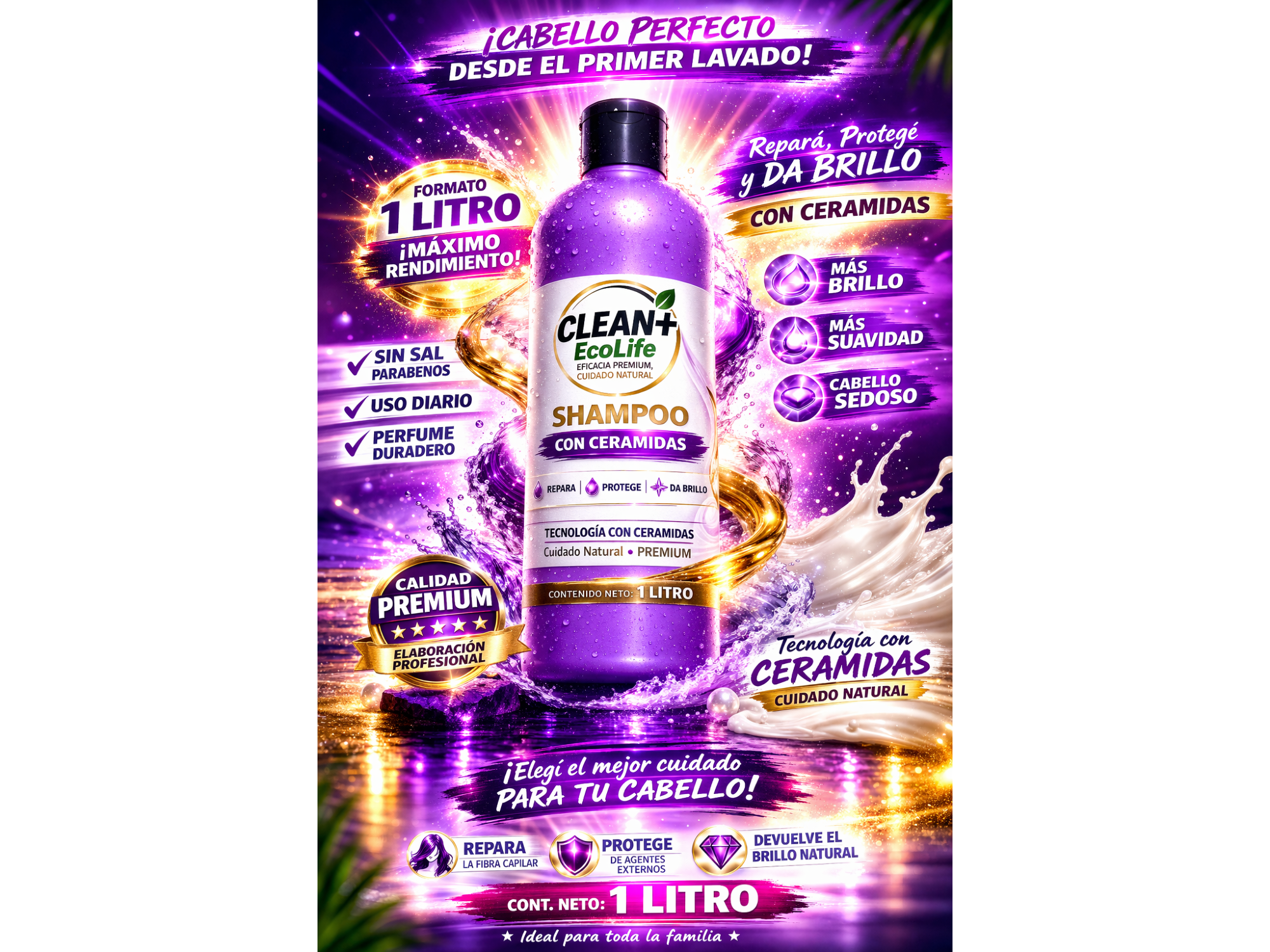 Shampoo con ceramidas x 1 litro