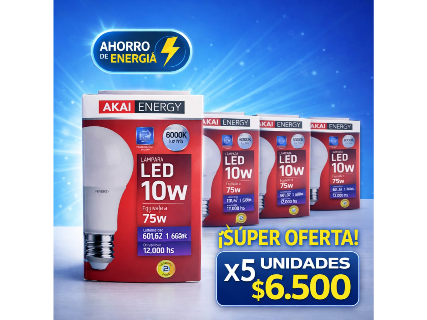Lamparas led Akai 10w x 5 unidades