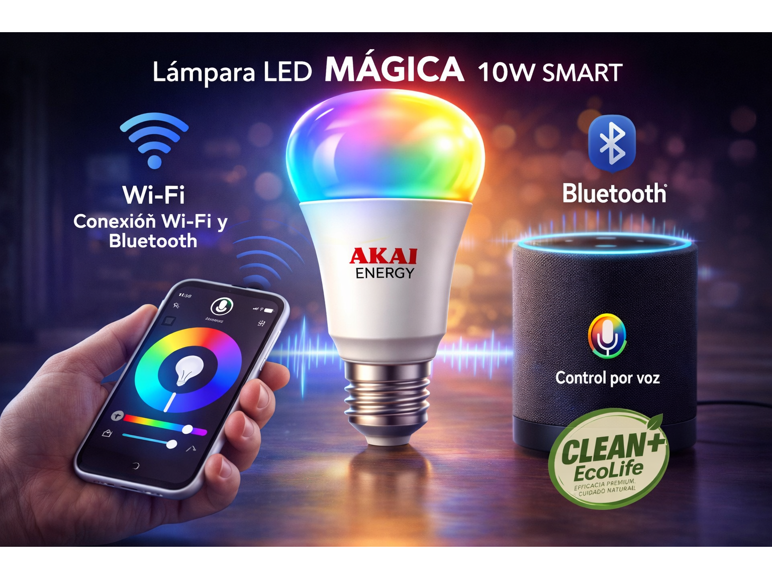 Lampara led Akai MAGICA 10w smart