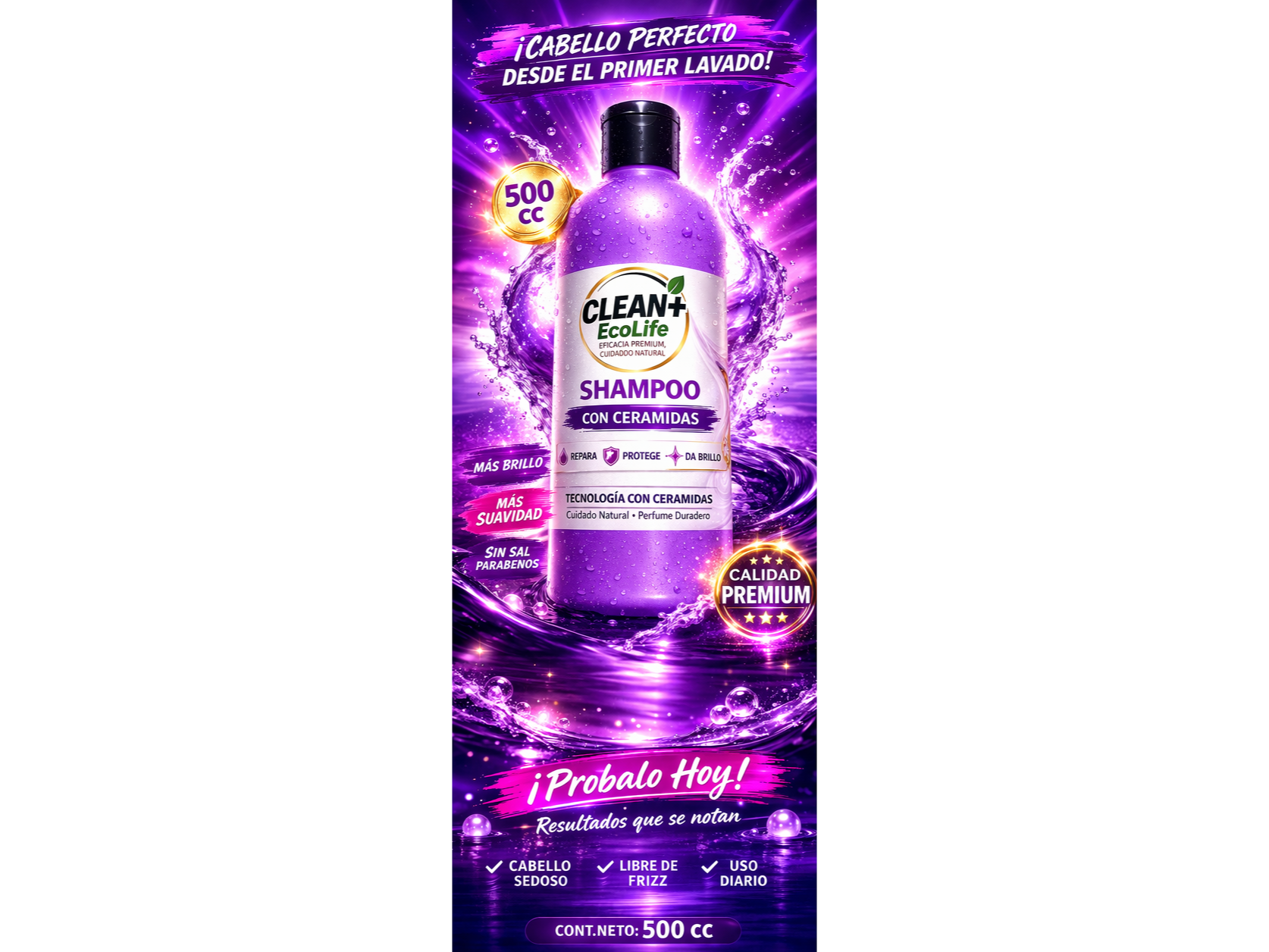 Shampoo con ceramidas x 500 cc