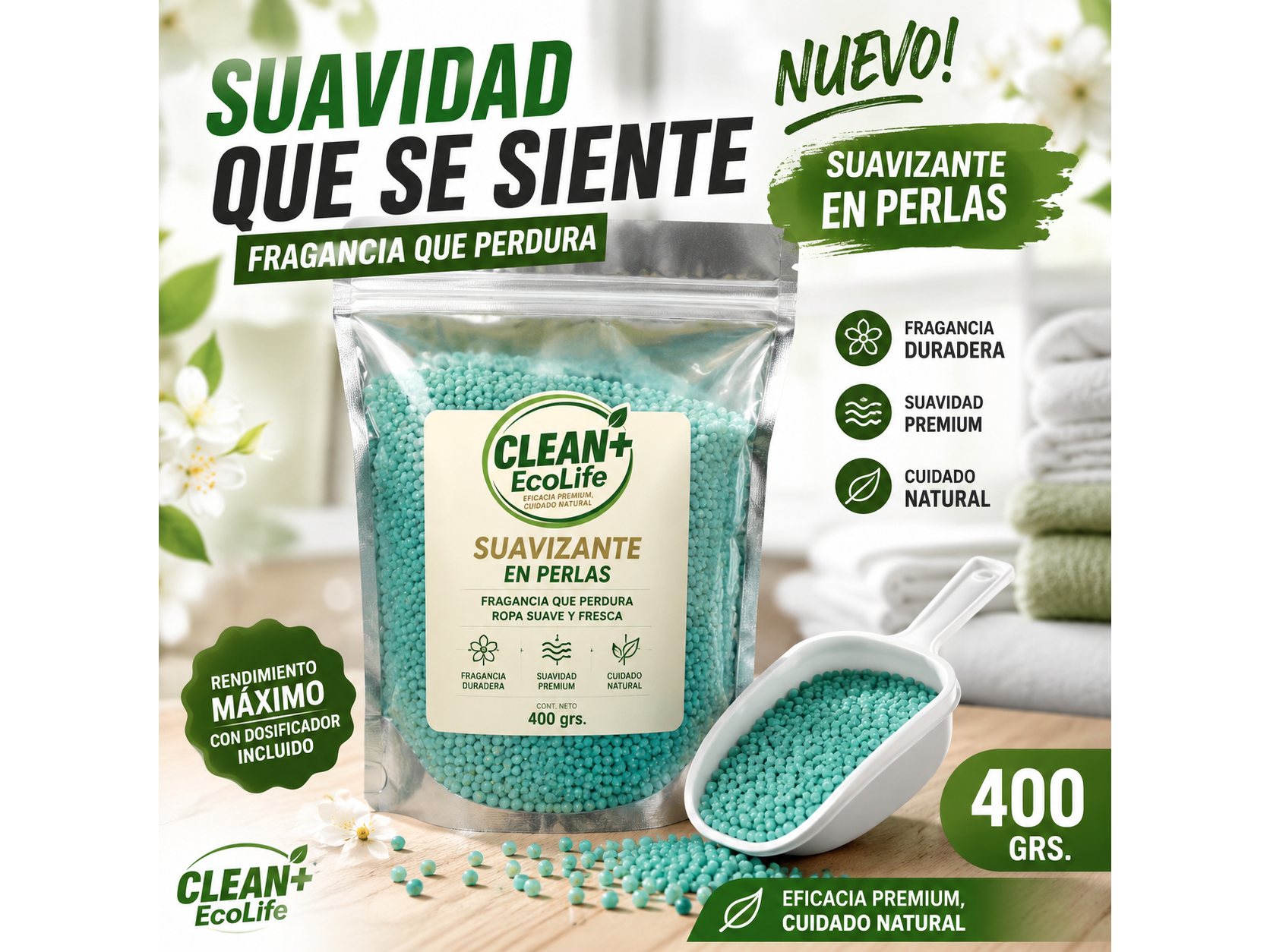 Suavizante en perlas x 400 grs. con dosificador