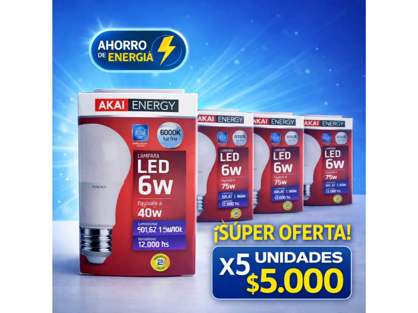 Lamparas led Akai  6w x 5 unidades