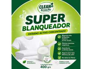 SUPER BLANQUEDOR PARA ROPA COLOR Y BLANCA X 400 grs. de Clean mas