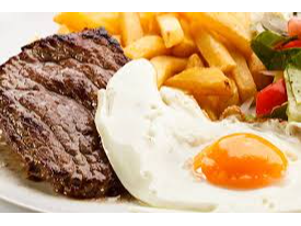 COSTELETA DE TERNERA CON HUEVO FRITO Y GUARNICION