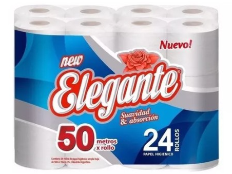 Papel Higiénico Elegante Simple Hoja Blanco – Pack 24 x 50 mts