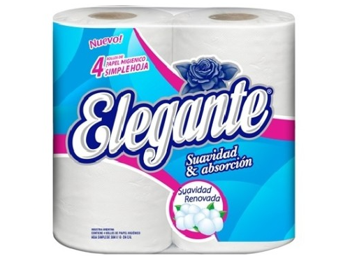 Papel Higiénico Elegante Simple Hoja – Pack 4 x 30 mts