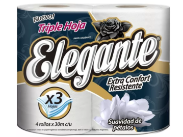 Papel Higiénico Elegante Triple Hoja – Pack 4 x 30 mts