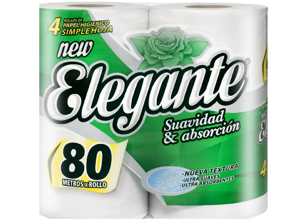 Papel Higiénico Elegante Simple Hoja – Pack 4 x 80 mts