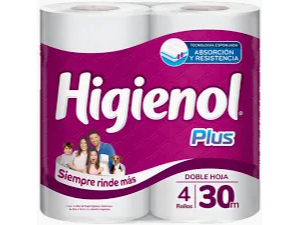 HIG. HIGIENOL BLANCO DOBLE HOJA 4 X 30 M.