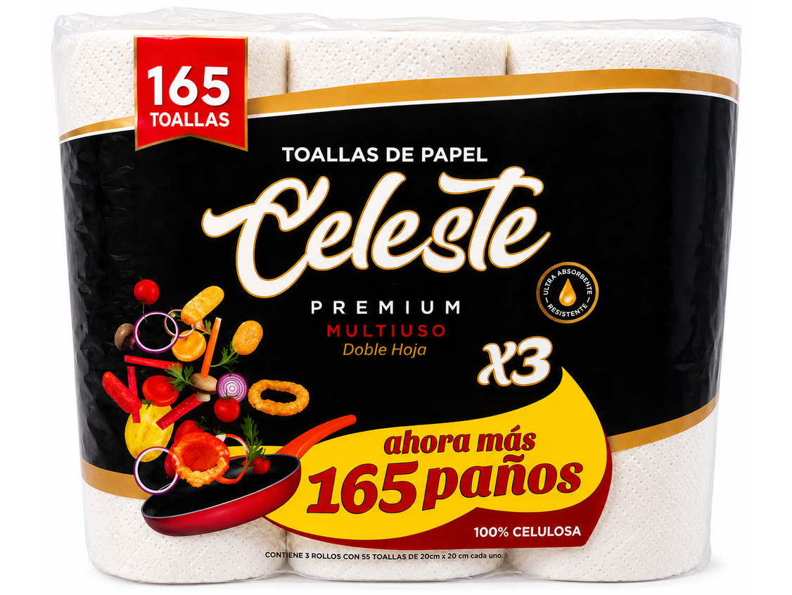 PACK X 3 ROLLOS COCINA X 55 PAÑOS BLANCO (BOLS. X 8 PACK)
