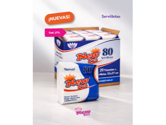 CAJA SERVILLETAS X 20 P. X 80 HOJAS (32X27CM) BLANCA. NEWPEL