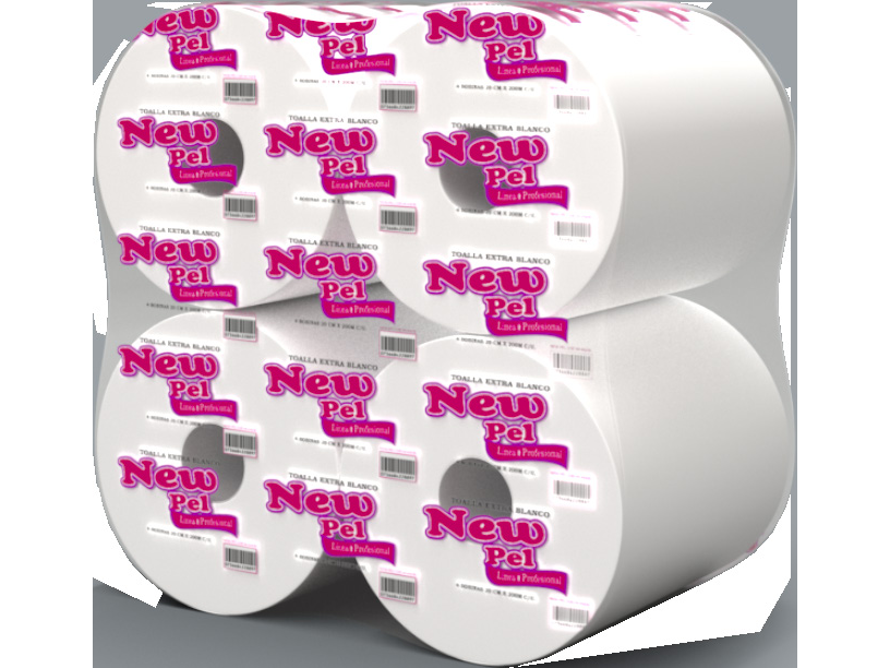 BOLS. X 4 BOBINAS PAPEL PARA MANOS BLANCA (NEWPEL) X 200 MTS.