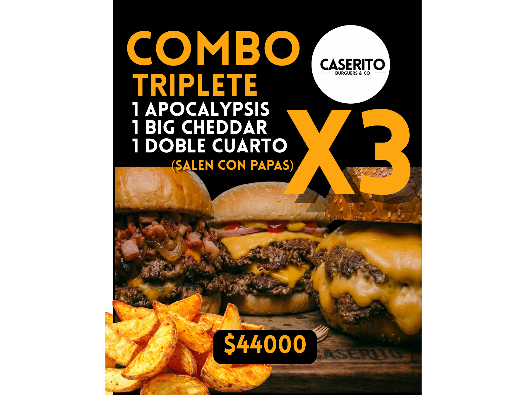 Combo Triplete ( 1 Big , 1 Apo , 1 DobCuarto )