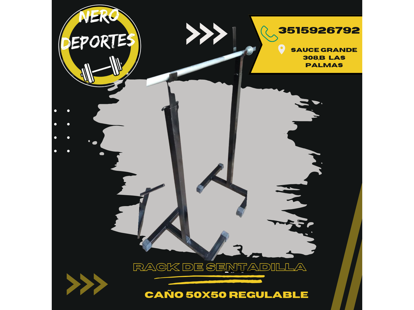 Rack de sentadillas caño 50 x 50 (pata de goma) registro automático