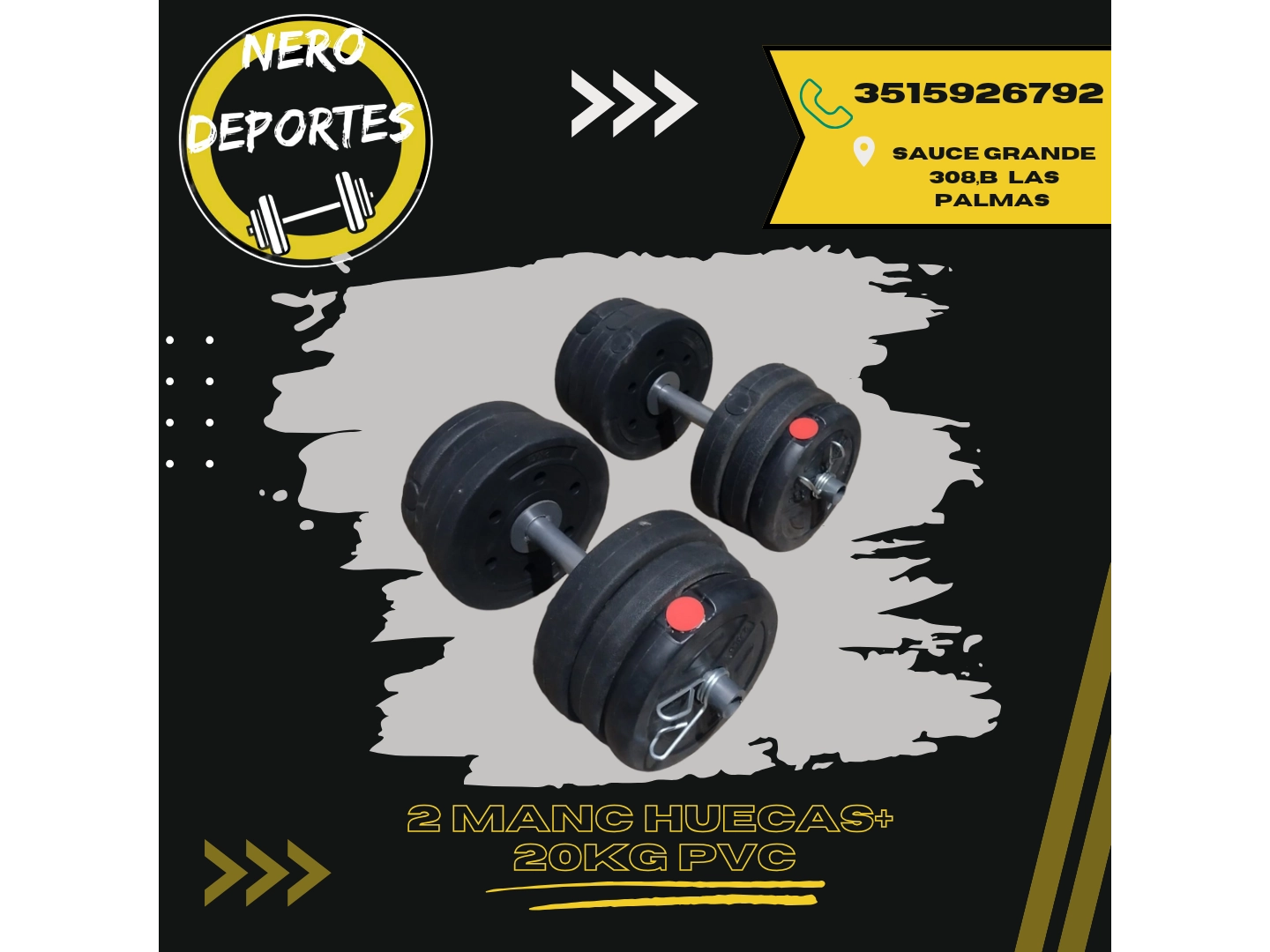 Combo mancuernas huecas + 20 kg disco pvc