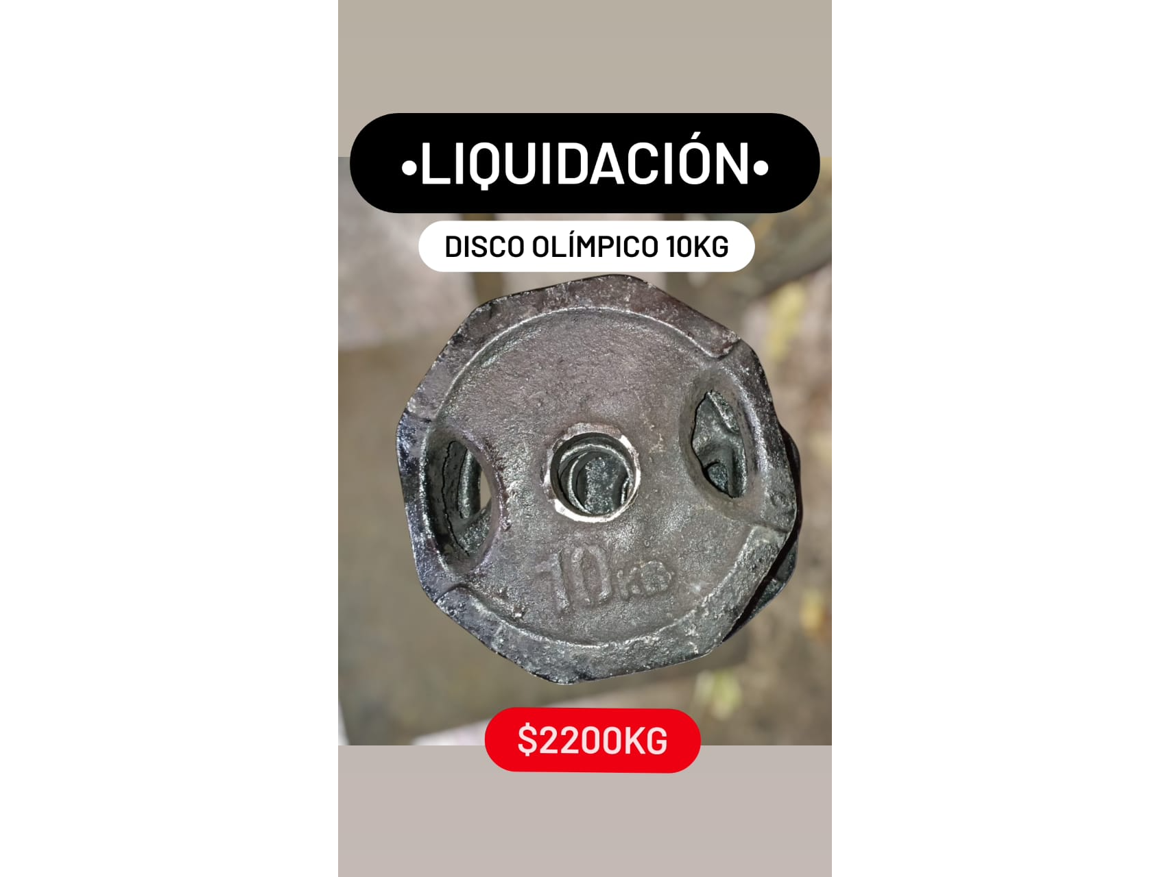 Disco olimpico 10 kg liquidacion $2200 kg