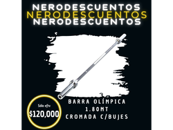Barra olimpica 1.8 mt cromada c/bujes