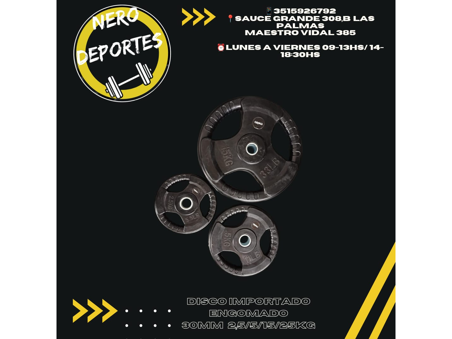 disco importado engomado 2,5/5/15/25kg