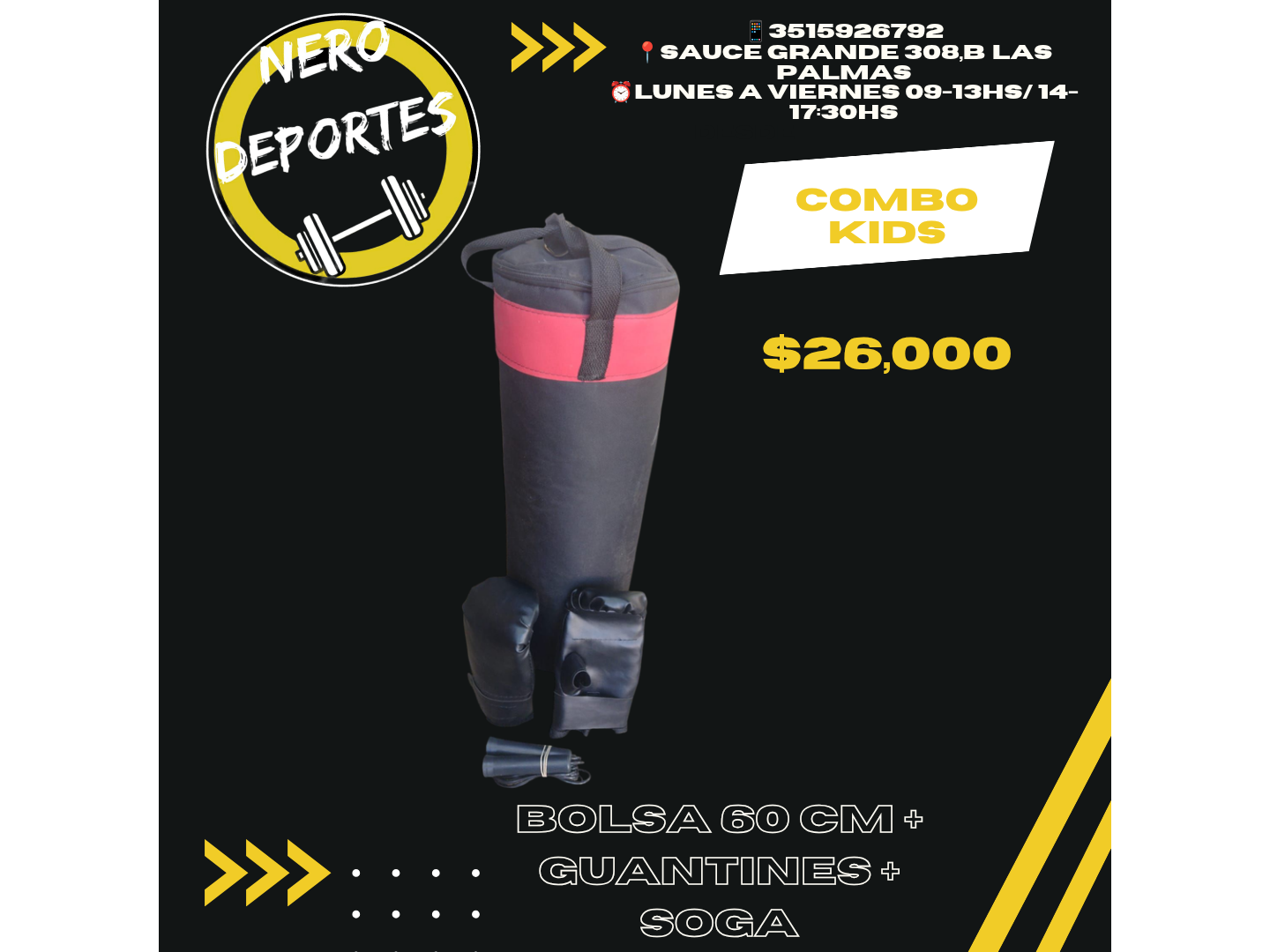 Combo kids  bolsa 60 cm + guantines + soga