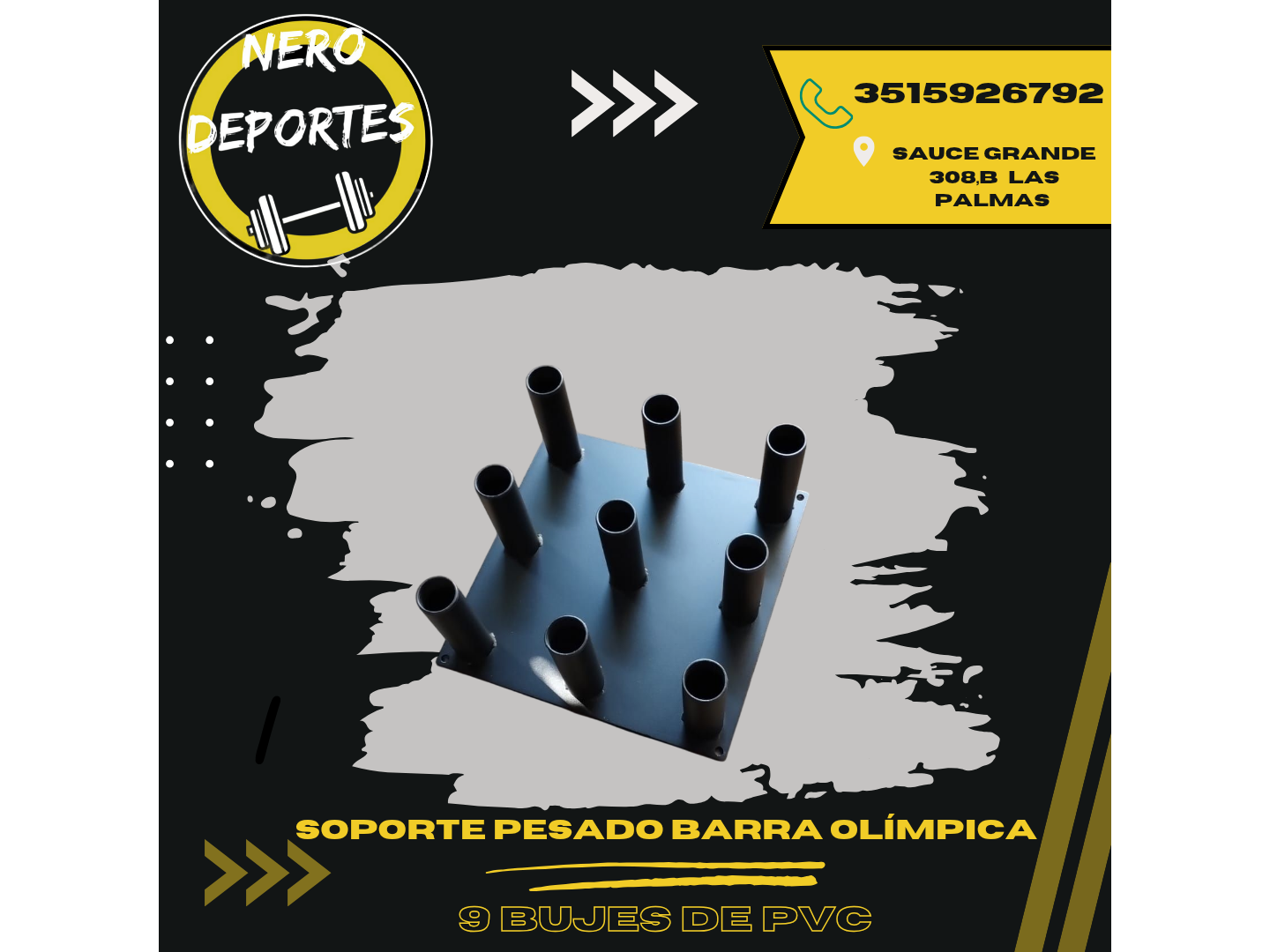 Soporte pesado para barra olímpica -9 bujes de pvc