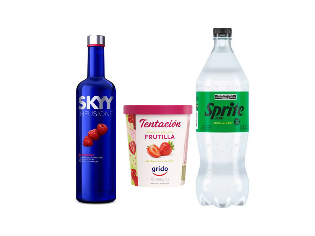 Skyy Raspberry + Sprite + Tentación Frutilla