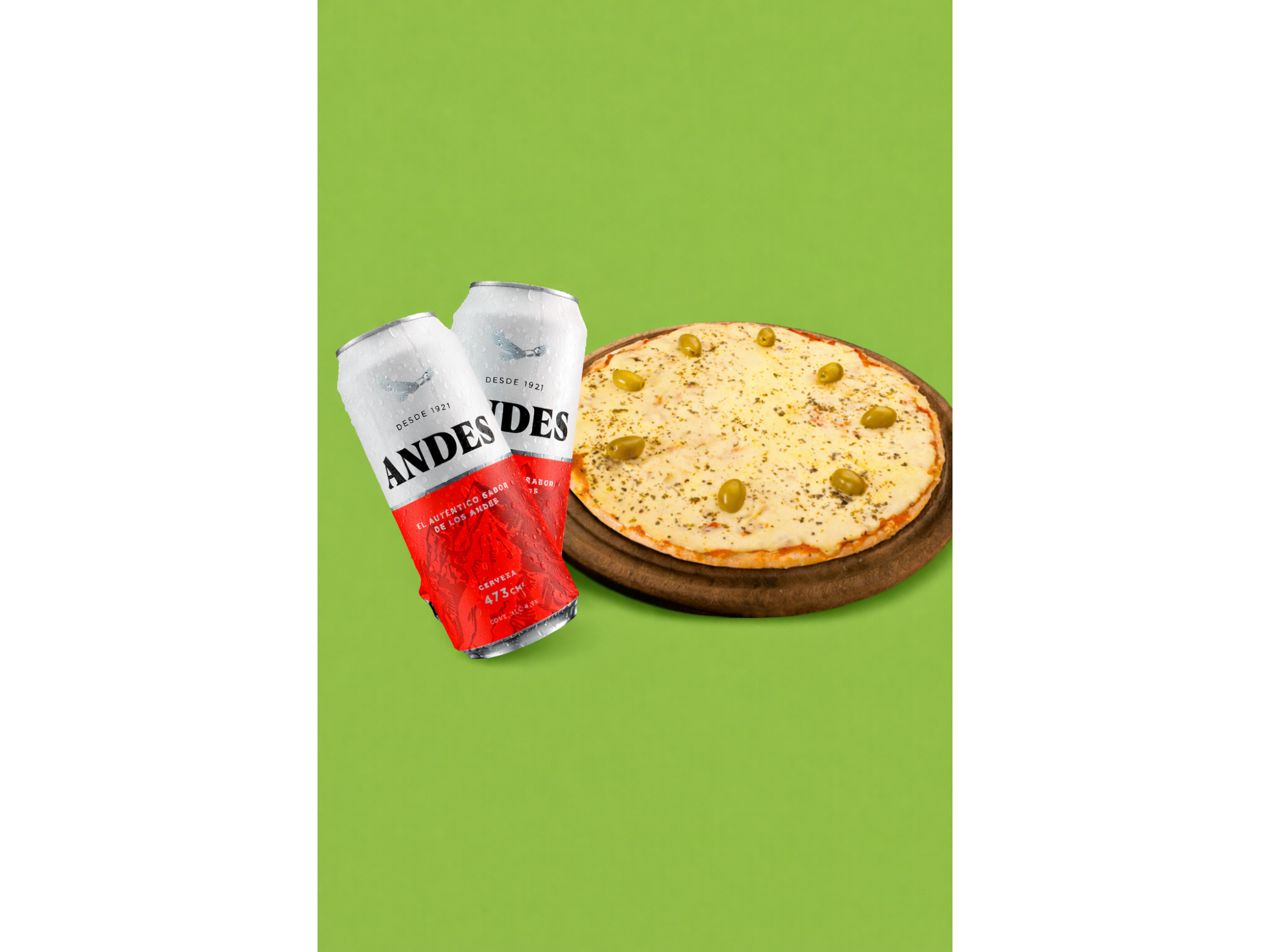 Pizza Muzza + 2 Latas Andes